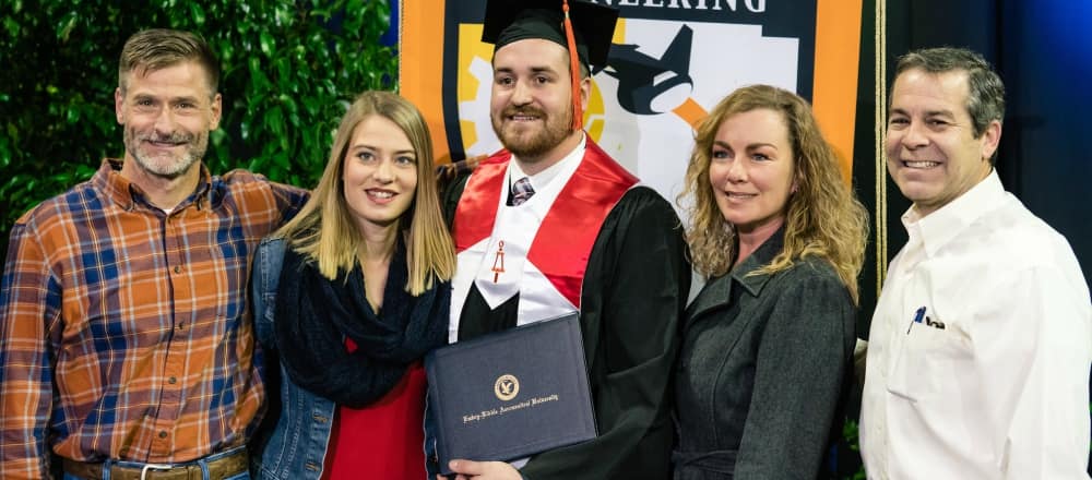 a family at graduation