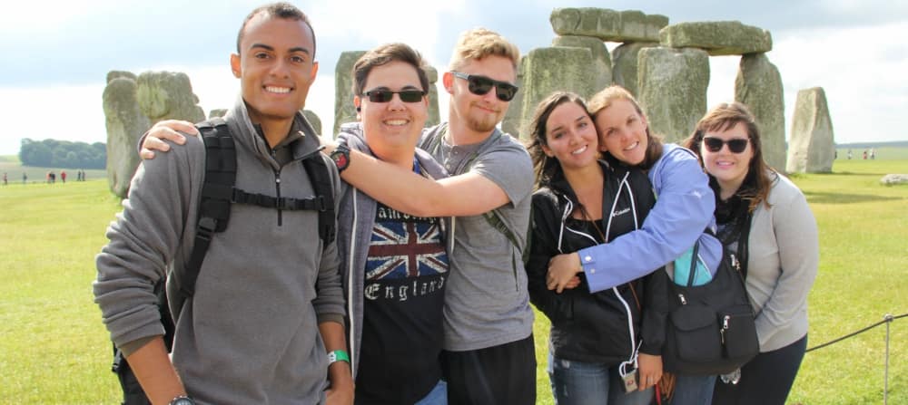 students at stonehenge