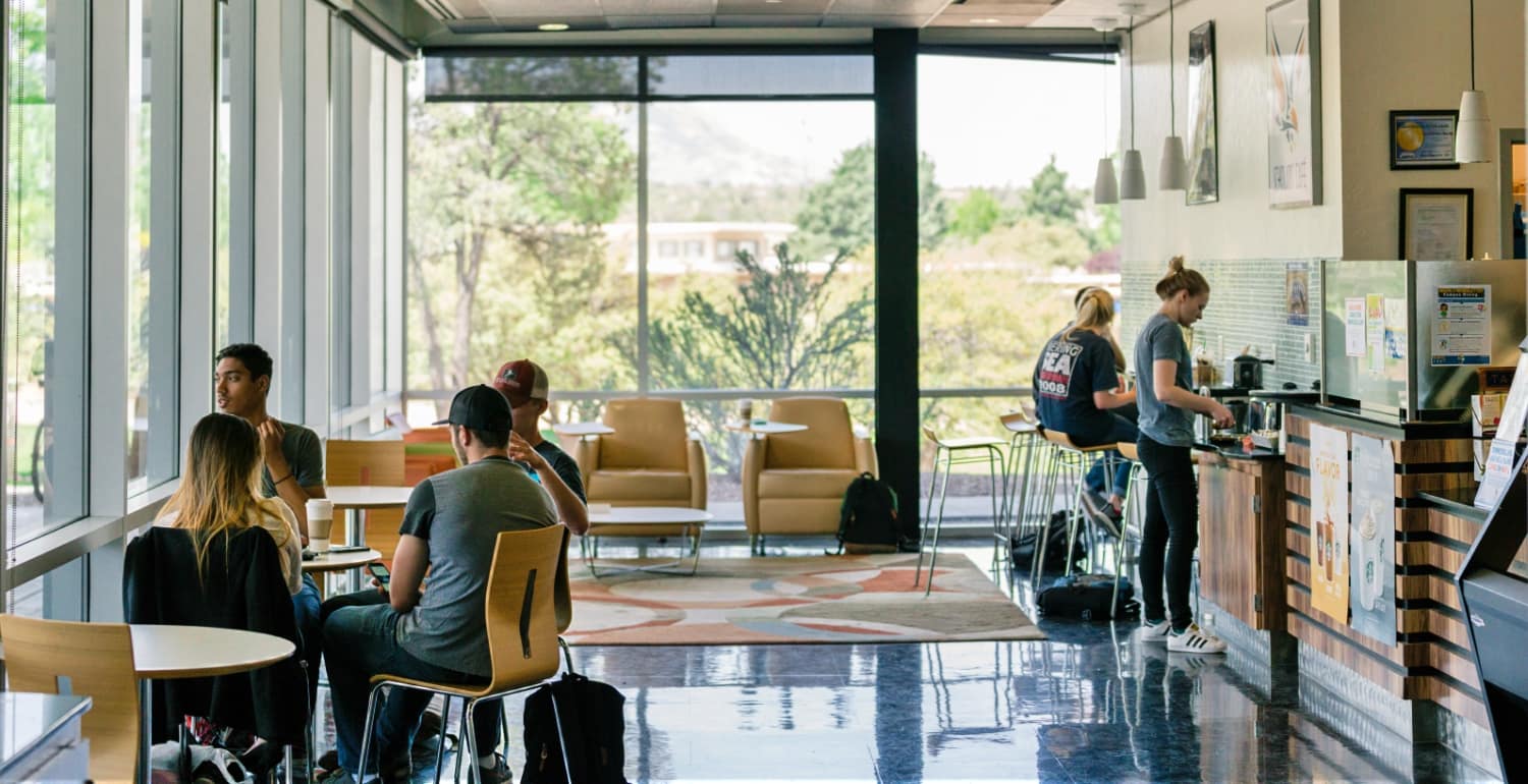 students in the dining areas