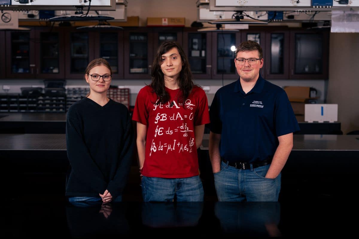 Embry-Riddle Space Physics students (from left) Miriam Biehle, Dario Walter-Cardona and Logan Caudle