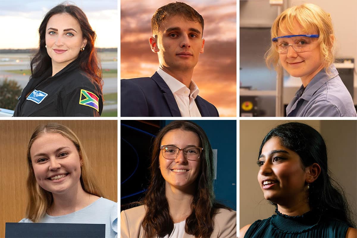 Embry-Riddle students Daniella Bezuidenhout, Emanuele Bossi, Natalie Brattain, Skylar Butler, Grace Gratton, and Spoorti Nanjamma were named to the Aviation Week Network 20 Twenties Class of 2026. 
