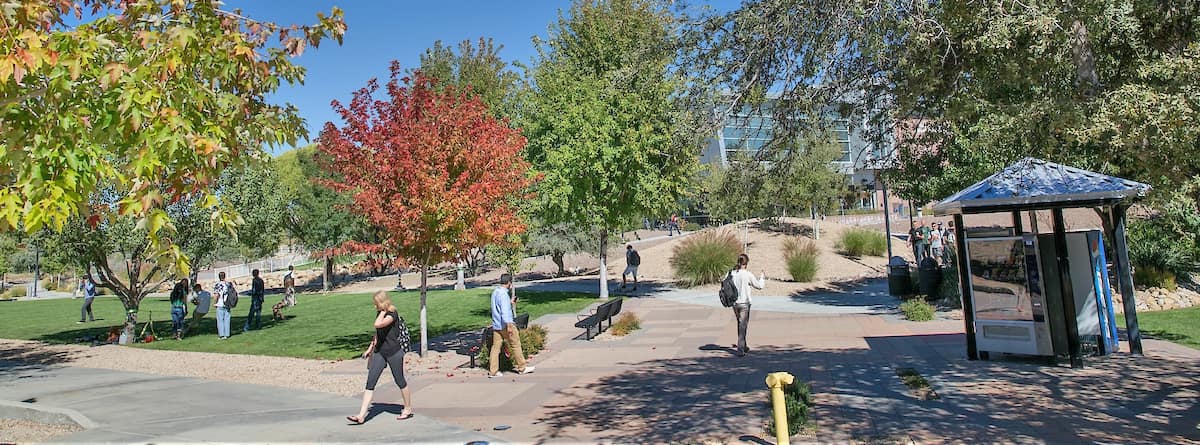 Students traverse our sunny northern Arizona western campus