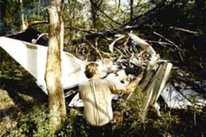 Photograph of a Cessna 210 accident that occurred in Riesel, Texas, on April 1, 1985
