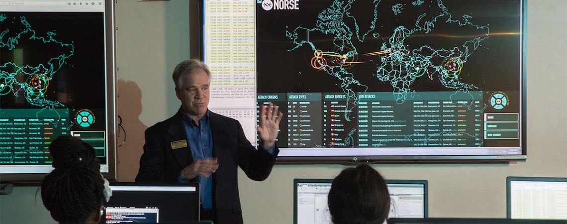 Dr. Haass teaches a course in cybersecurity at the Embry-Riddle Prescott Campus.