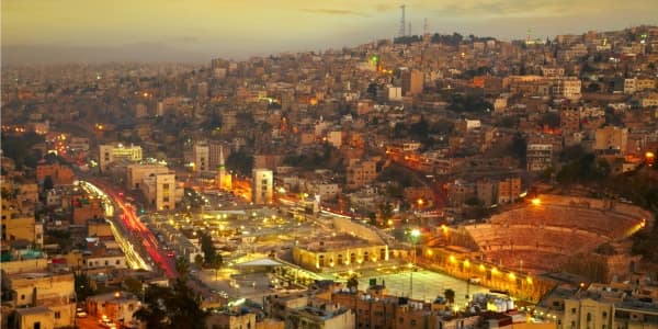 Night city lights of Amman, Jordan's capital