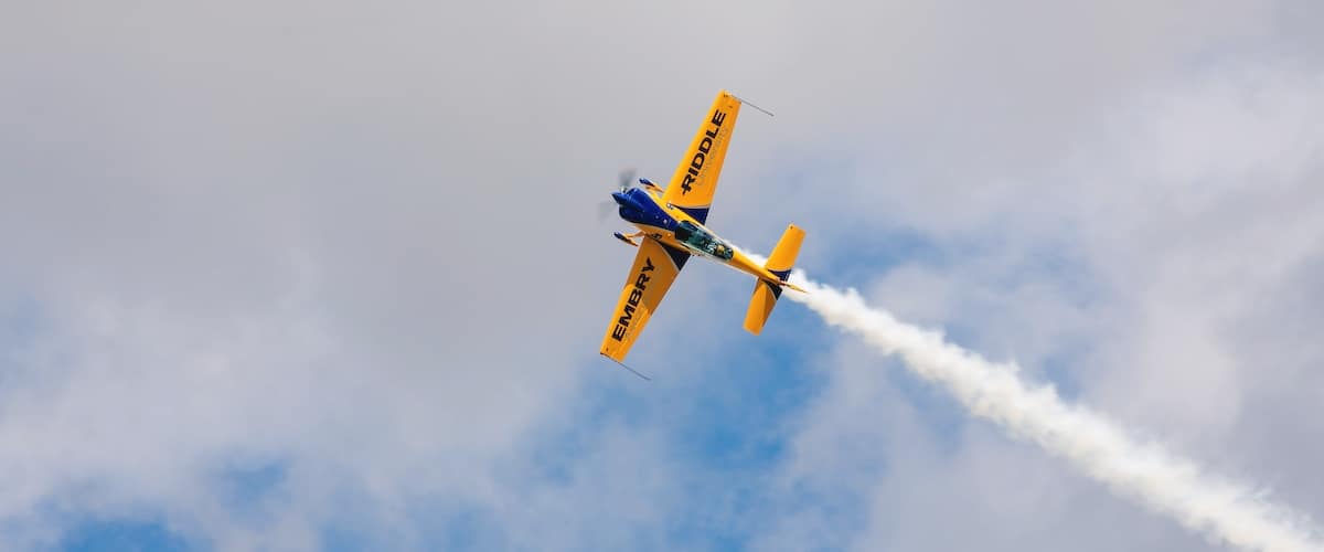 World-class aerobatic and airshow pilot Matt Chapman pilots the Embry-Riddle stunt plane, wowing audiences across the nation with his death-defying maneuvers