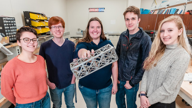 Students work on their Eagle Sat capstone