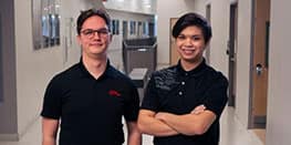 yber Intelligence and Security students Michael Boehm (left) and Justin La Zare