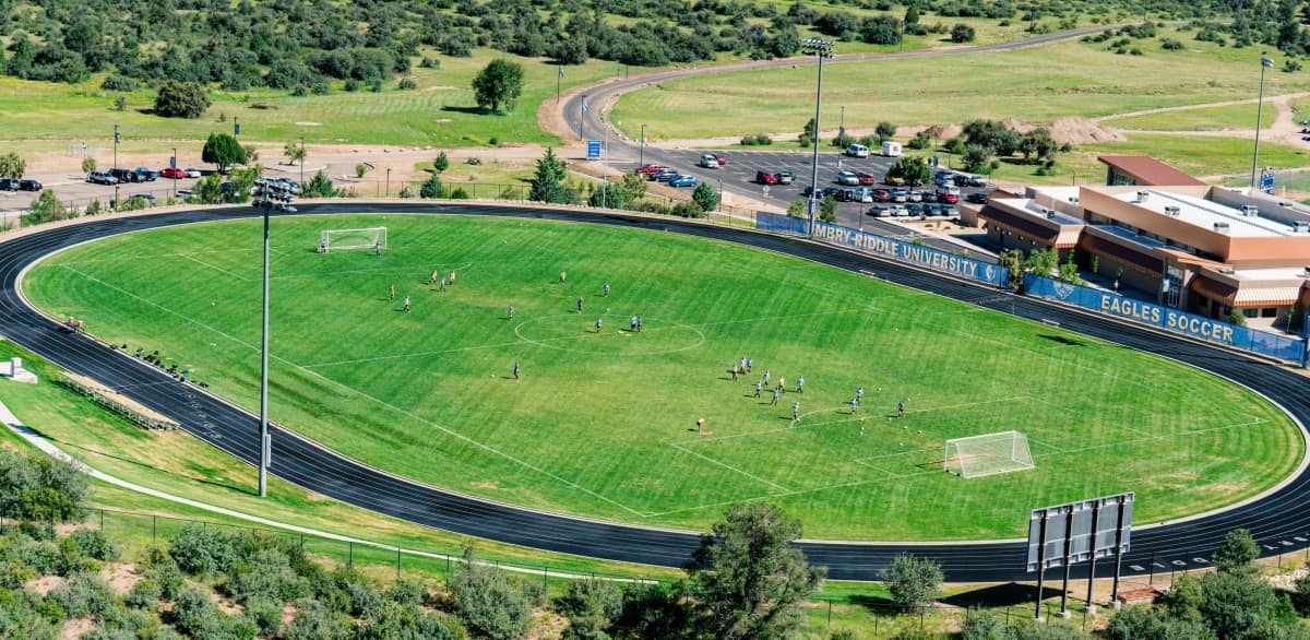 Embry-Riddle's Prescott campus features many spacious outdoor recreation and athletics facilities, including soccer fields, softball fields, track, and others.