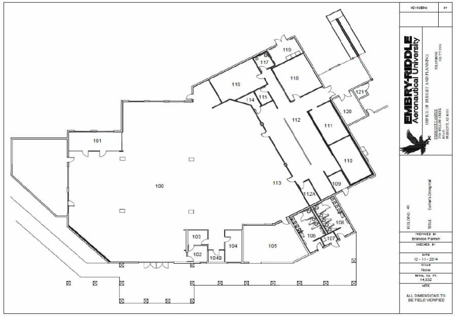 Earhart's Dining Hall floor plan