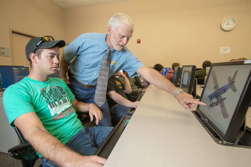 students in the Aeronautical Engineering Design Lab