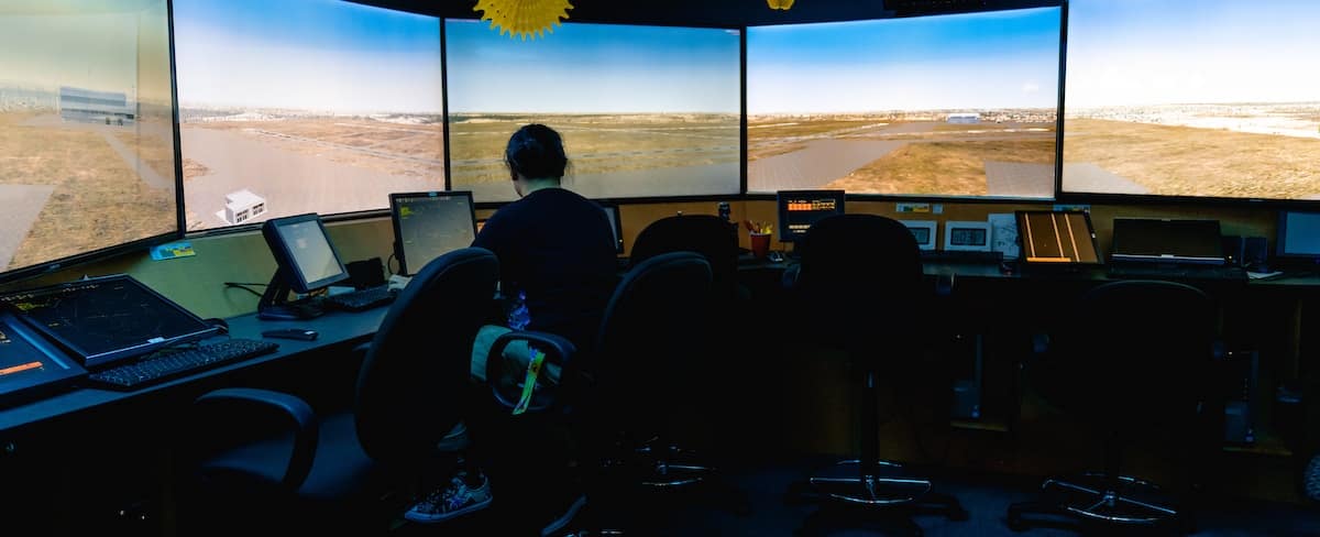 Student operating the ATC Tower Simulator 