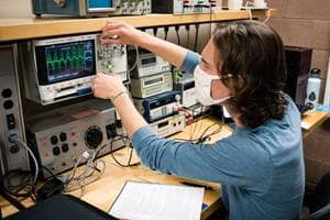 Student experiments with equipment in Embry-Riddle's Power Lab