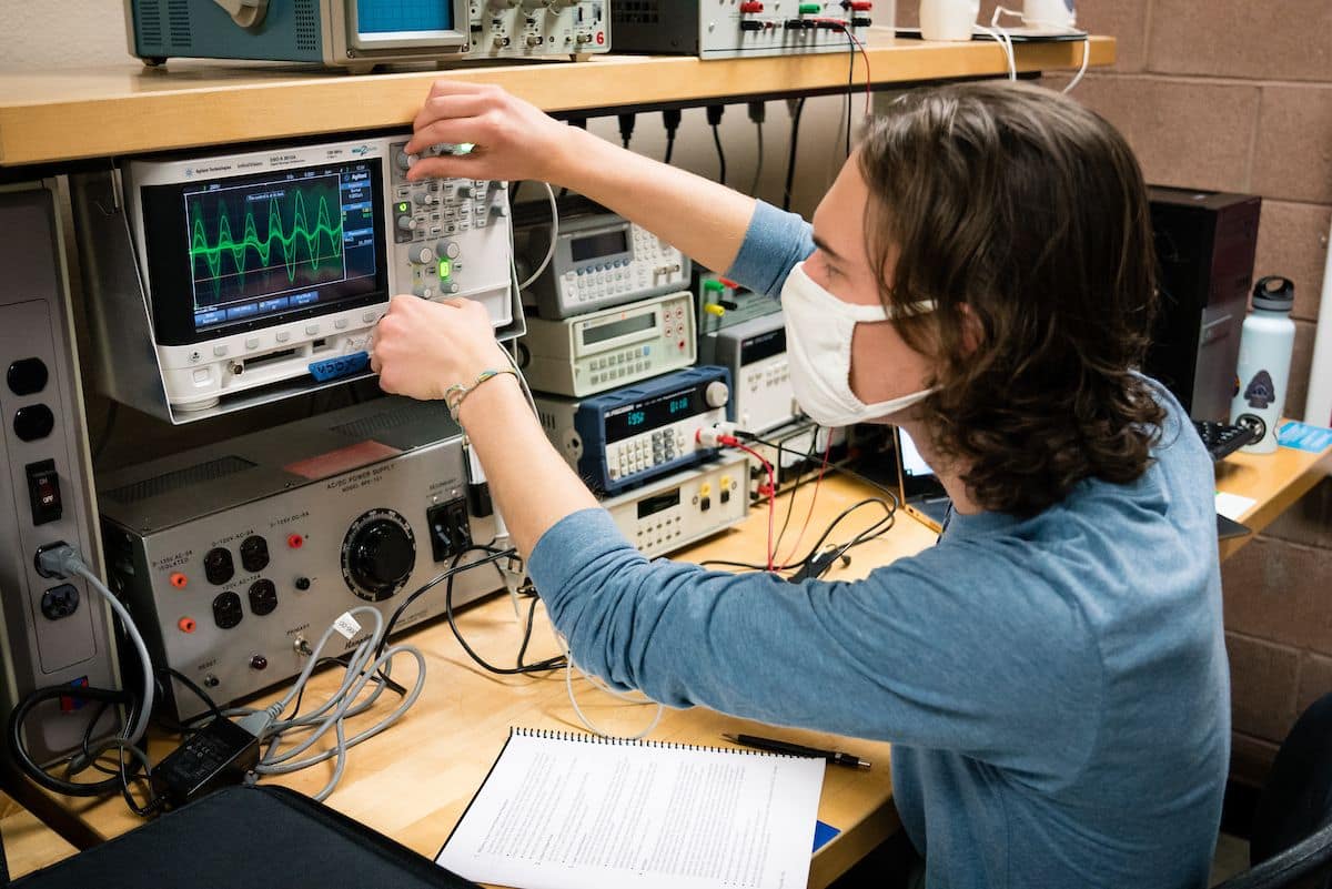 Student experiments with equipment in Embry-Riddle's Power Lab