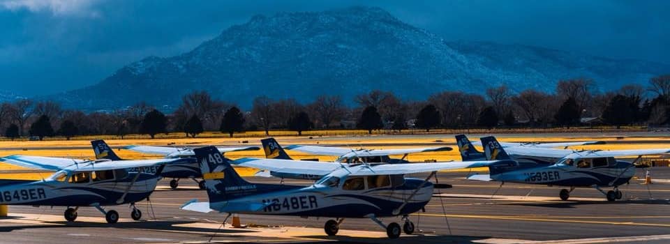 Prescott Campus' Flight Line in view of Granite Mountain