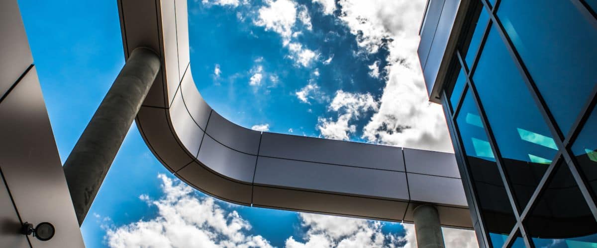 A view of the clouds outside of the STEM Education Center